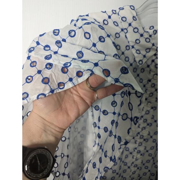 ALEXIS X Target Mini Dress Plus White Blue Dot Tulip Sleeve Eyelet Shirt 4X NWOT - Picture 8 of 12